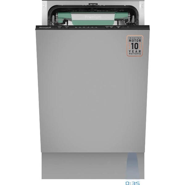 Встраиваемая посудомоечная машина Weissgauff BDW 4536 D Inverter Autoopen Timer Floor узкая, серый